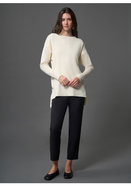 Bisiklet Yaka Düz Ekru Kadın Tunik M1MZ1030240013