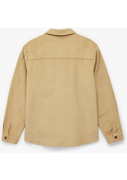 Pamuklu Uzun Kollu Cepli Düğmeli Kadife Gömlek fiyatları