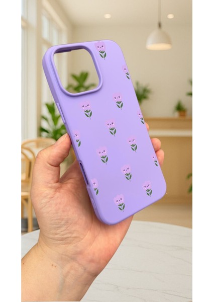 iPhone 16 Pro Max -Mini Lale Desenli Silikon Darbe Emici Klasik Korumalı Rubber Kılıf modelleri