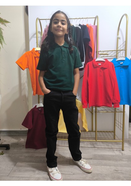 unisex Çocuk Genç Polo Yaka Kısa Kol Okul Günlük Tişört, Nefes Alabilen Kumaş fiyatları