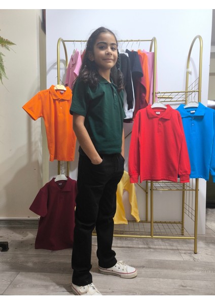 unisex Çocuk Genç Polo Yaka Kısa Kol Okul Günlük Tişört, Nefes Alabilen Kumaş modelleri