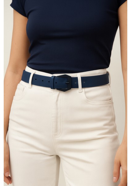 Kadın Dokulu Siyah Tokalı Deri Görünümlü Kemer fiyatları