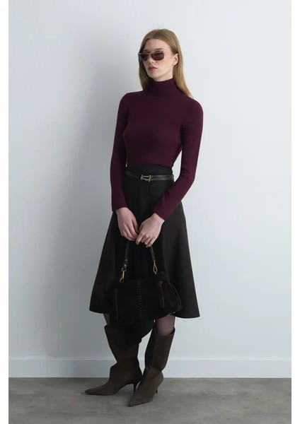 Balıkçı Yaka Basic Triko - Mürdüm modelleri