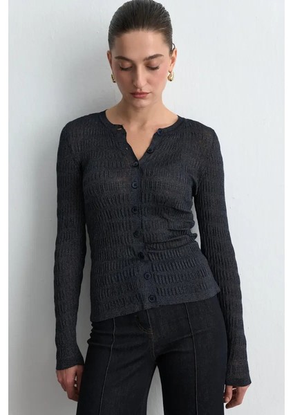 Gofreli Triko Hırka - Lacivert fiyatları