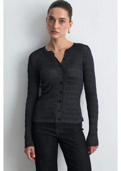 Gofreli Triko Hırka - Lacivert modelleri