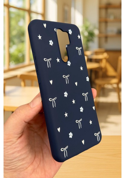 Xiaomi Redmi 9 Uyumlu Mini Fiyonk Desenli Silikon Darbe Emici Klasik Korumalı Rubber Kılıf modelleri