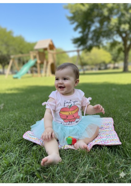 Kız Bebek Şortlu Takım Pamuklu, Tütülü