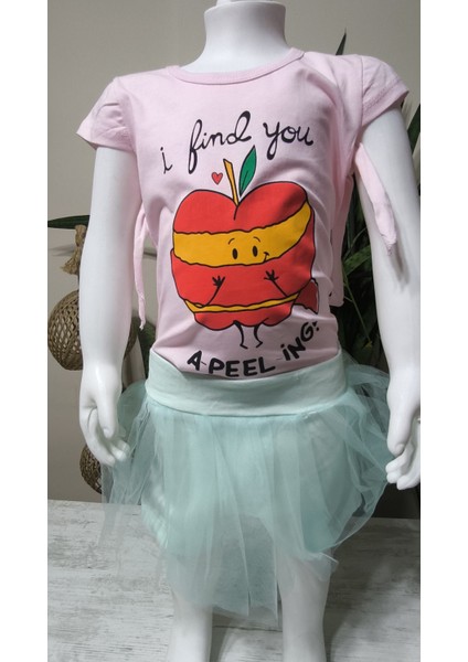 Kız Bebek Şortlu Takım Pamuklu, Tütülü