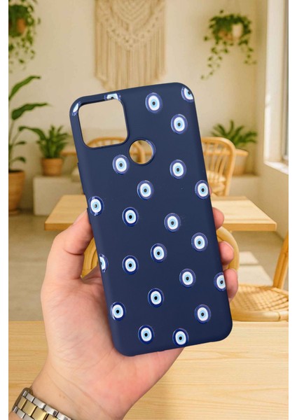 Realme C25 - Nazar Boncuk Desenli Silikon Darbe Emici Klasik Korumalı Rubber Kılıf
