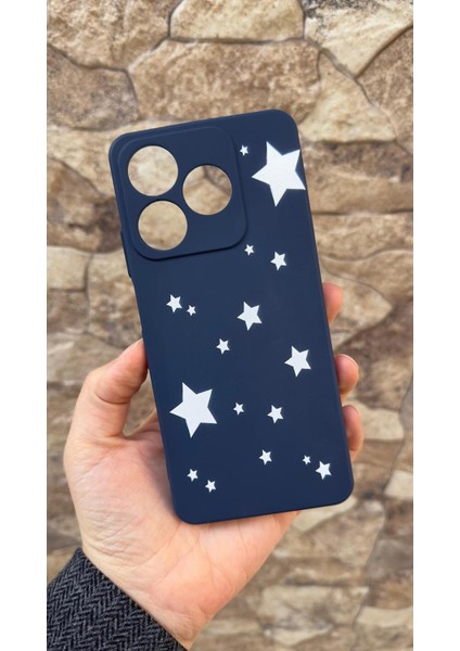 Realme C63 Uyumlu Mini Yıldız Desenli Silikon Darbe Emici Klasik Korumalı Rubber Kılıf
