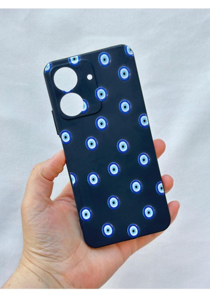 Redmi 13C-NAZAR Boncuk Desenli Lansman Kamera Korumalı Yumuşak Silikon Rubber Kılıf