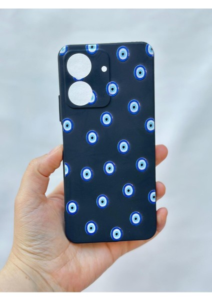 Redmi 13C-NAZAR Boncuk Desenli Lansman Kamera Korumalı Yumuşak Silikon Rubber Kılıf fiyatları