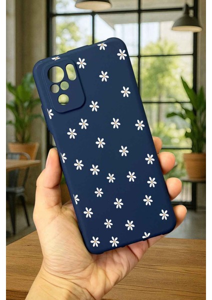 Redmi Note 10 ve 10S Uyumlu Mini Papatya Desenli Silikon Darbe Emici Klasik Korumalı Rubber Kılıf