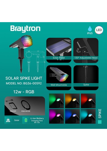 Kazıklı Spot 12W-RGB-IP65 modelleri