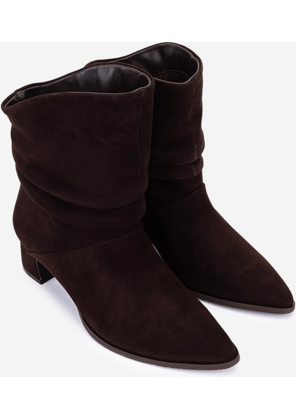 Kadın Hakiki Deri Kahverengi Süet Topuklu Bot 51 8056 Bn Bot SK25-26 Kahve Suet fiyatları