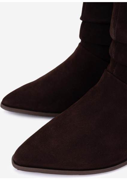 Kadın Hakiki Deri Kahverengi Süet Topuklu Bot 51 8056 Bn Bot SK25-26 Kahve Suet modelleri