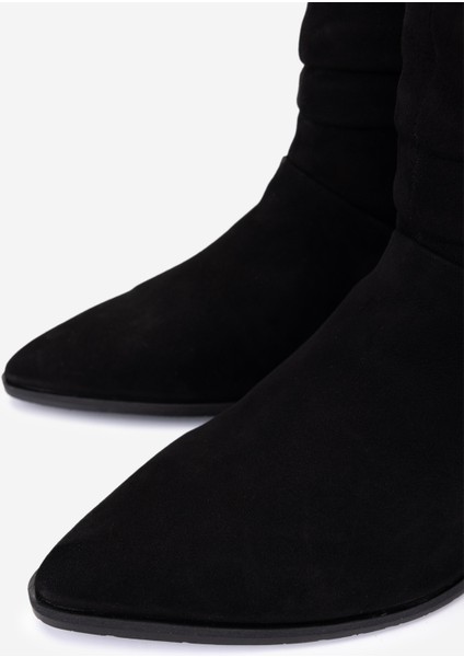 Kadın Hakiki Deri Siyah Süet Topuklu Bot 51 8056 Bn Bot SK25-26 Sıyah Suet modelleri