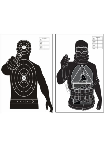 Taktik Atış Karma Paket 102-103 (20ADET) 64X90CM(BÜYÜK Boy) Poligon Atış Hedef Kağıdı
