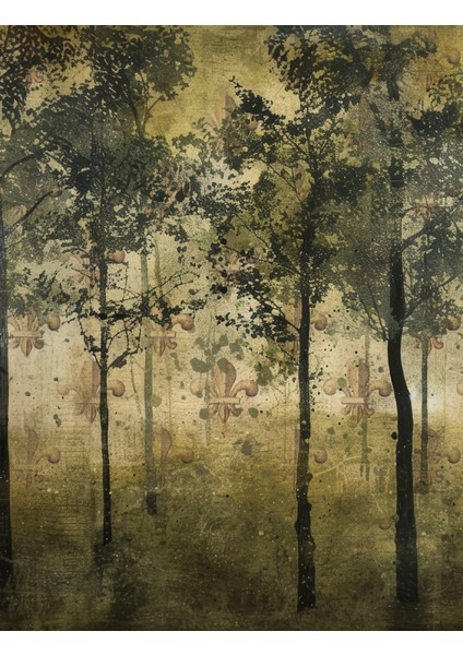 Sonbahar Temalı Orman Desenli Duvar Kağıdı -Isı ve Ses Yalıtımı Yırtılmaz