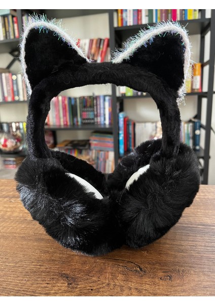 1 Adet Kışlık Peluş Kulaklık Katlanabilir Soğuktan Kulak Koruyucu Kedi Kulak Simli Pelüş Kulaklık