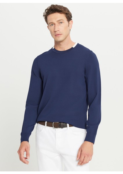 Bisiklet Yaka Standart Lacivert Erkek Kazak ACE049261484_LAC