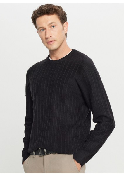 Bisiklet Yaka Standart Siyah Erkek Kazak ACE049261479_SYH