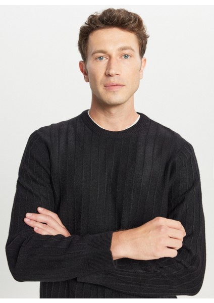 Bisiklet Yaka Standart Siyah Erkek Kazak ACE049261479_SYH fırsatları