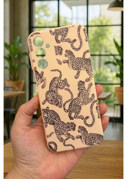 Samsung Galaxy A14 Uyumlu Leopar Desenli Silikon Darbe Emici Klasik Korumalı Rubber Kılıf