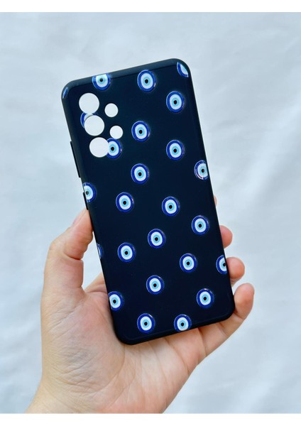 Samsung Galaxy A32 -Nazar Boncuk Desenli Silikon Darbe Emici Klasik Korumalı Rubber Kılıf
