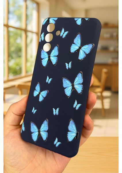 Samsung Galaxy A54 Uyumlu Mavi Kelebek Desenli Silikon Darbe Emici Klasik Korumalı Rubber Kılıf fırsatları