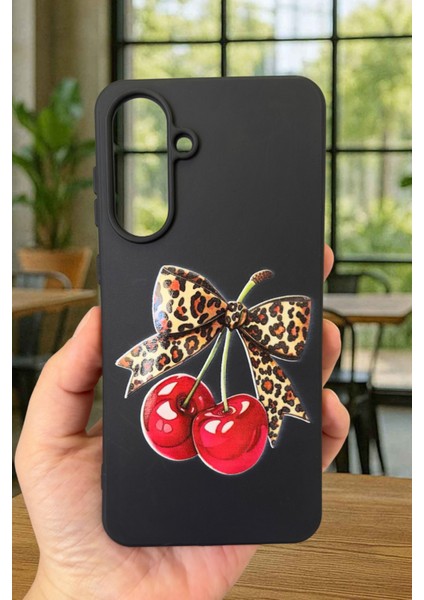 Samsung Galaxy A56 Uyumlu Kiraz Leopar Fiyonk Desenli Silikon Darbe Emici Klasik Rubber Kılıf fiyatları