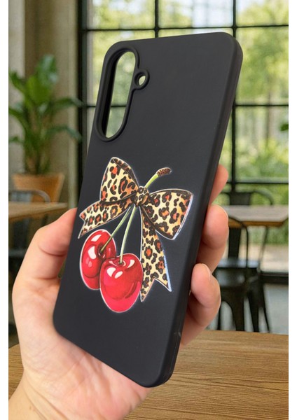 Samsung Galaxy A56 Uyumlu Kiraz Leopar Fiyonk Desenli Silikon Darbe Emici Klasik Rubber Kılıf fırsatları
