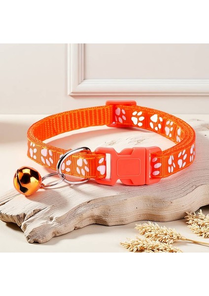 Ayarlanabilir Yumuşak Köpek & Kedi Tasmaları Zilli Turuncu