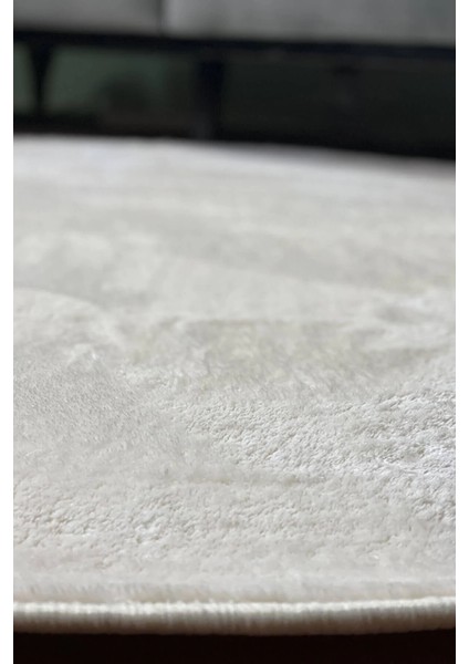 Krem Yuvarlak Kaymaz Taban Halı Yıkanabilir Dekoratif Peluş Halı fırsatları