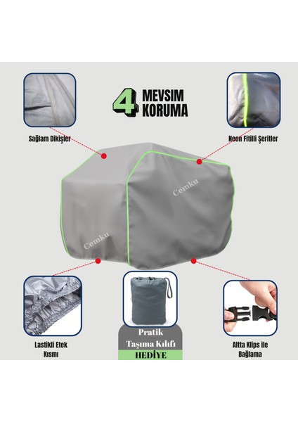 Gri, L Beden, Fitilli Atv Brandası, Koruma Örtüsü, Dayanıklı, Su Geçirmez, Güneşten Korur modelleri