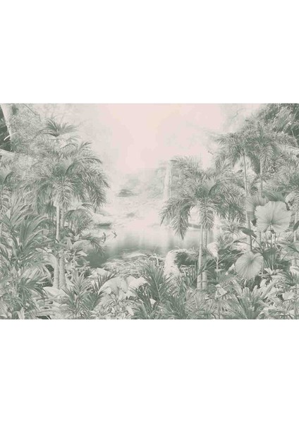 Tropik Orman Desenli Sağlıklı Tekstil Duvar Kağıdı fiyatları