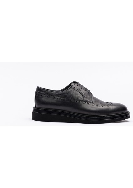 Erkek Siyah Deri Kalın Tabanlı Klasik Ayakkabı fiyatları