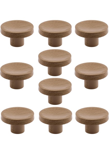 Tek Vidalı (10 Adet) Iç Bükey Plastik Düğme Kulp Doğal Meşe Renk Mobilya Dolap Çekmece Kulpu Kulbu