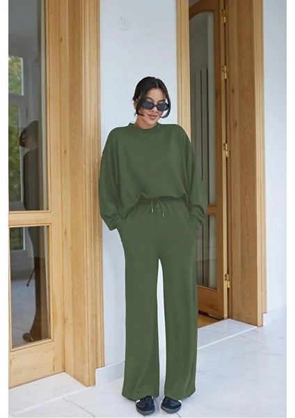 Kadın 2 Iplik Uzun Kollu Yüksek Bel Bol Paça Alt-Üst modelleri