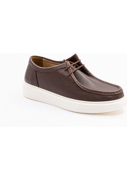 Erkek Kahverengi Deri Kalın Tabanlı Günlük Ayakkabı modelleri