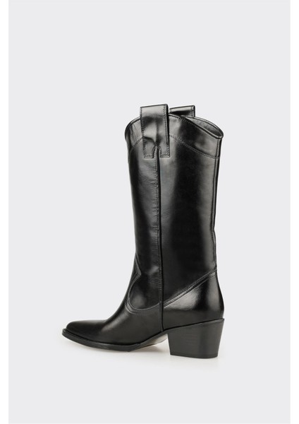 Siyah Deri Kadın Western Çizme modelleri