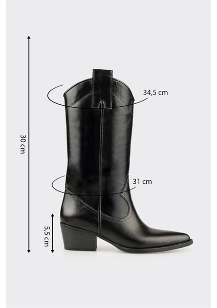 Siyah Deri Kadın Western Çizme indirimleri