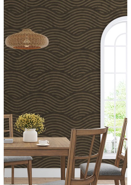 Dalga Desenli Spiral Kahverengi Duvar Kağıdı -Isı ve Ses Yalıtımı Yırtılmaz fiyatları