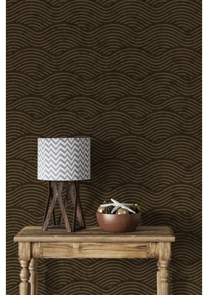 Dalga Desenli Spiral Kahverengi Duvar Kağıdı -Isı ve Ses Yalıtımı Yırtılmaz fırsatları