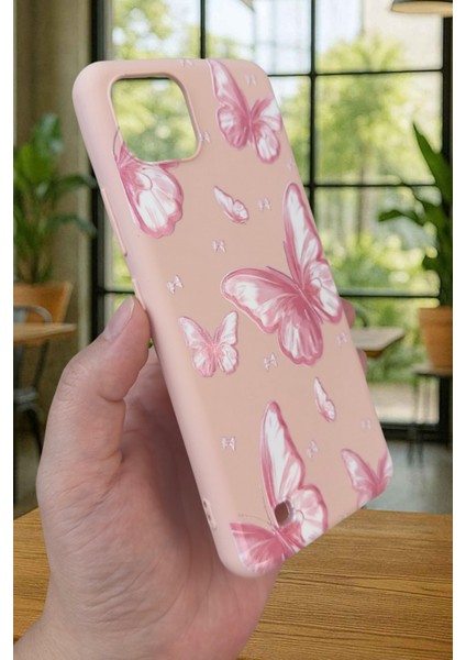 Realme C11 - Pembe Kelebek Desenli Silikon Darbe Emici Klasik Korumalı Rubber Kılıf modelleri