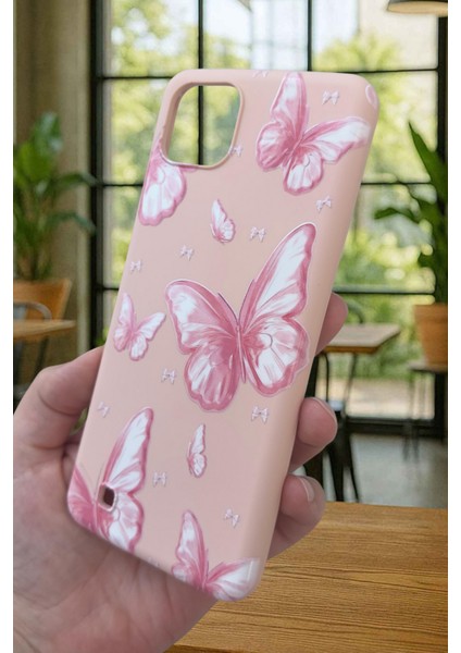 Realme C11 - Pembe Kelebek Desenli Silikon Darbe Emici Klasik Korumalı Rubber Kılıf fırsatları