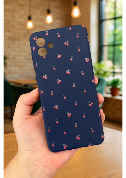 Samsung Galaxy A04 - Mini Kiraz Desenli Silikon Darbe Emici Klasik Korumalı Rubber Kılıf