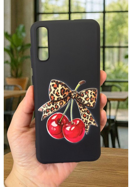 Samsung Galaxy A70 Uyumlu Kiraz Leopar Fiyonk Desenli Silikon Darbe Emici Klasik Rubber Kılıf fiyatları