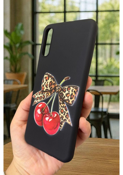 Samsung Galaxy A70 Uyumlu Kiraz Leopar Fiyonk Desenli Silikon Darbe Emici Klasik Rubber Kılıf fırsatları