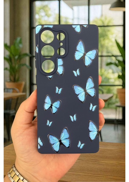 Samsung Galaxy S25 Ultra - Mavi Kelebek Desenli Silikon Darbe Emici Klasik Korumalı Rubber Kılıf fiyatları